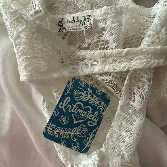 Free People All In My Head Ivory Lace Satin Tank Top - Picture 5 of 7